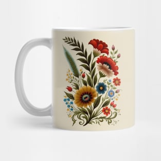 Folk Art Pressed Flowers Mug